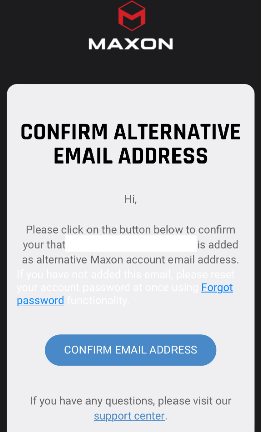 cambiar el email en maxon